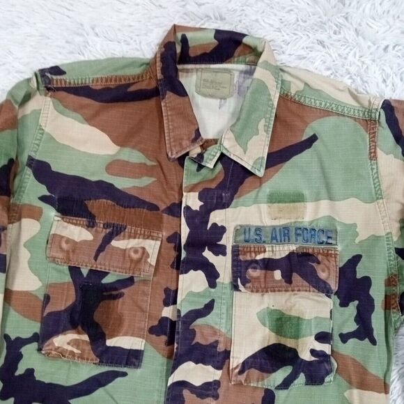 Military Jacket Mens Green Camo S Short Air Force Pockets Army Coat Fatigues - Picture 4 of 10